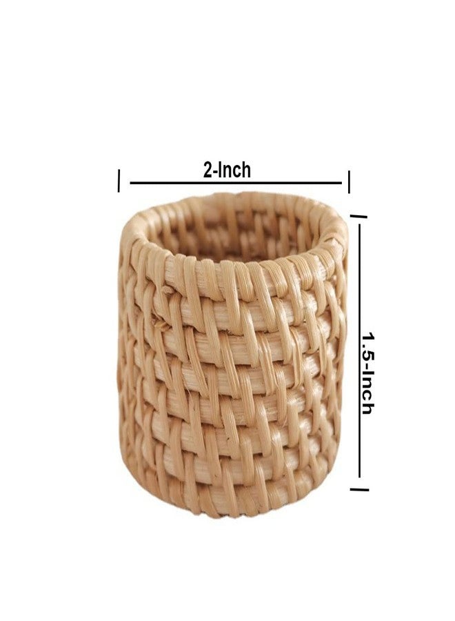 QIAOIDEA Woven Rattan Napkin Rings Set of 4, Handmade Natural Wicker Napkin Rings, Farmhouse Chic Mother's Day Napkins Holder for Party Banquet Dinner Spring Dining Table Decoration Kitchen Assesssories - Image 2